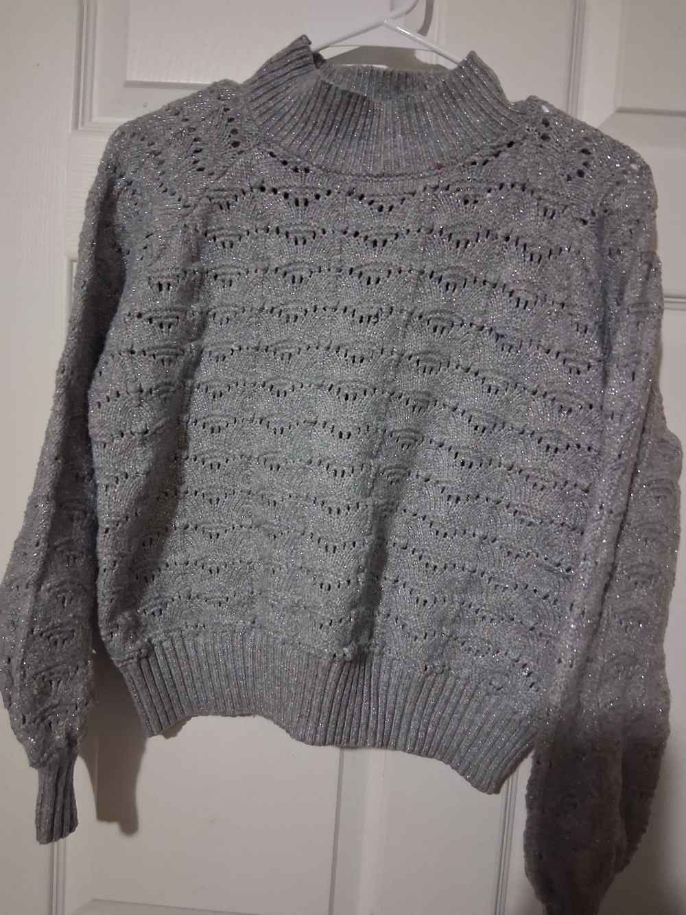 Time and Tru Silver Sparkle Mock Neck Sweater